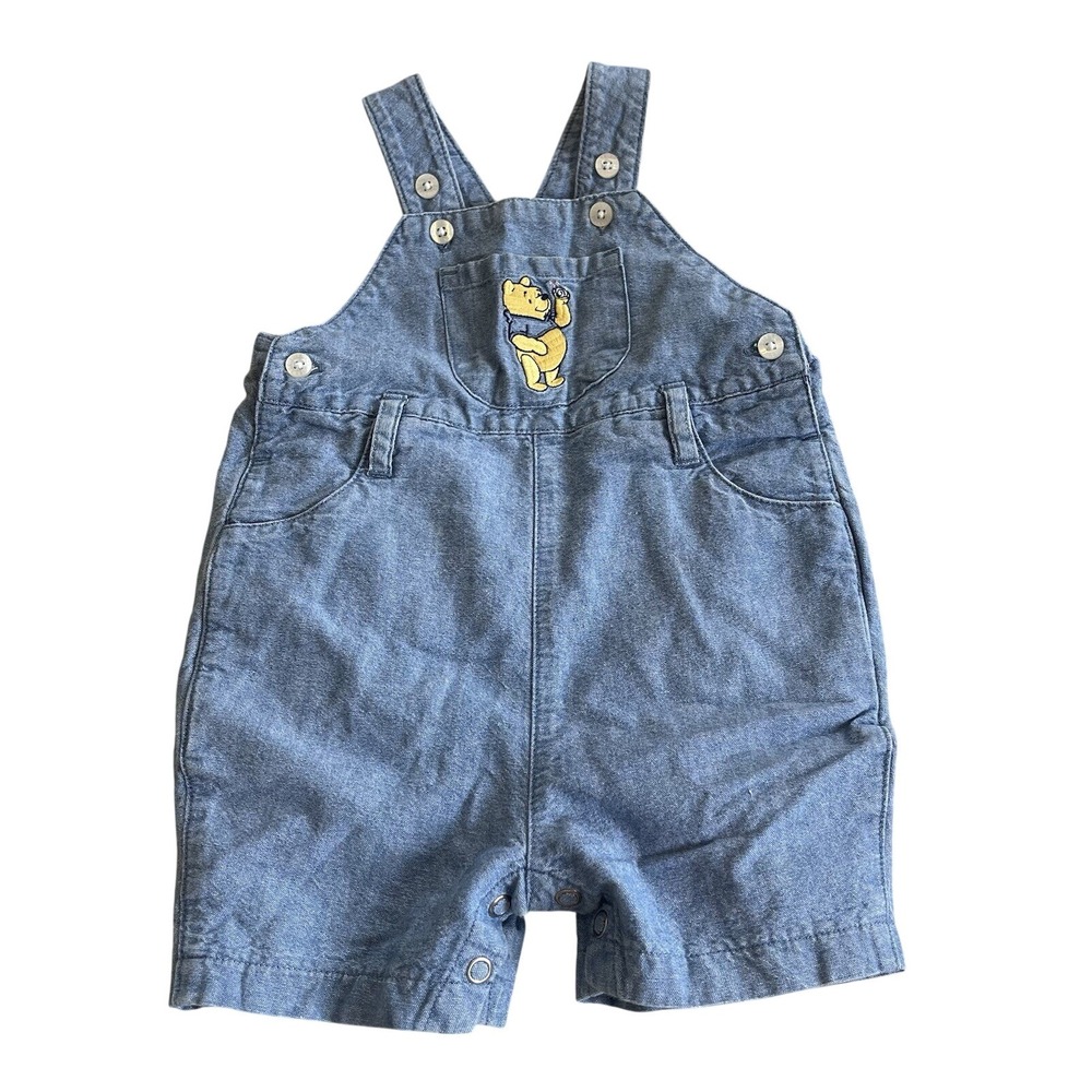 Disney Store Winnie the Pooh Vintage Denim Overalls Snail Kids Baby 6 Months